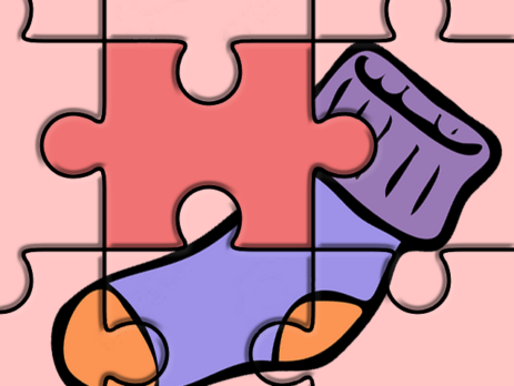 pièces d'un puzzle représentant une chaussette