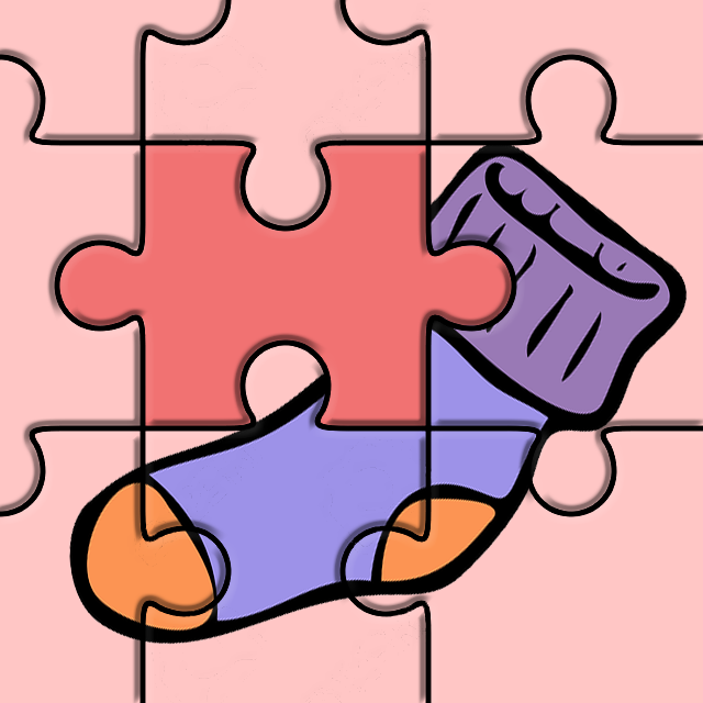 pièces d'un puzzle représentant une chaussette